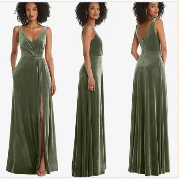 Thread Velvet Maxi Dress 12R Sage Romantic Goth Formal Prom Maid Wedding Guest - Picture 1 of 9
